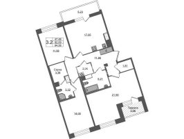 4 ккв (Евро) № 1407 Корп.: 4 , Секция 3.5  в ЖК Астра Континенталь
