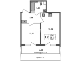 2 ккв (Евро) № 842 Корп.: 4 , Секция 2.3  в ЖК Астра Континенталь