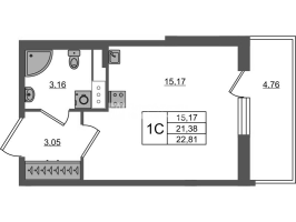 Студия № 1159 Корп.: 4 , Секция 3.3  в ЖК Астра Континенталь