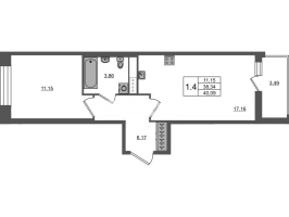2 ккв (Евро) № 1041 Корп.: 4 , Секция 3.2  в ЖК Астра Континенталь