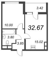 2 ккв (Евро) № 145 Корп.: 2 , Секция 1  в ЖК Астра Континенталь