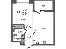 2 ккв (Евро) № 208 Корп.: 4 , Секция 1.3  в ЖК Астра Континенталь