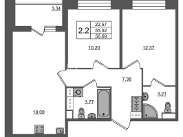 3 ккв (Евро) № 927 Корп.: 4 , Секция 3.1  в ЖК Астра Континенталь