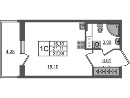 Студия № 545 Корп.: 4 , Секция 1.6  в ЖК Астра Континенталь