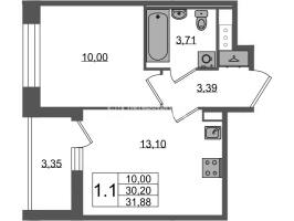 1 ккв № 728 Корп.: 4 , Секция 2.2  в ЖК Астра Континенталь
