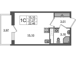 Студия № 729 Корп.: 4 , Секция 2.2  в ЖК Астра Континенталь
