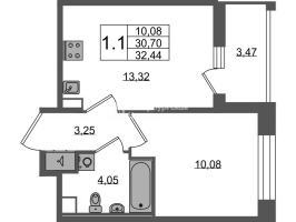 1 ккв № 1274 Корп.: 4 , Секция 3.4  в ЖК Астра Континенталь