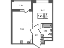 2 ккв (Евро) № 358 Корп.: 4 , Секция 1.4  в ЖК Астра Континенталь