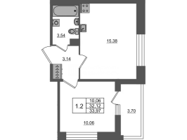 2 ккв (Евро) № 2028 Корп.: 4 , Секция 3.14  в ЖК Астра Континенталь