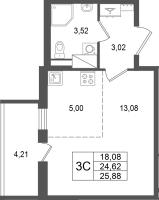 Студия № 231 Корп.: 5.2 , Секция 2  в ЖК Астра Континенталь
