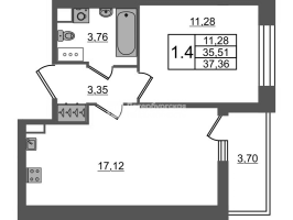 2 ккв (Евро) № 136 Корп.: 4 , Секция 1.2  в ЖК Астра Континенталь