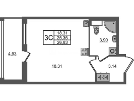 Студия № 171 Корп.: 4 , Секция 1.3  в ЖК Астра Континенталь