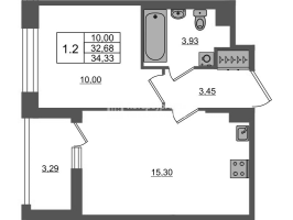2 ккв (Евро) № 2033 Корп.: 4 , Секция 3.14  в ЖК Астра Континенталь