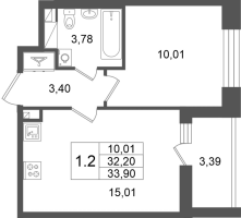 2 ккв (Евро) № 817 Корп.: 5.1 , Секция 3.6  в ЖК Астра Континенталь