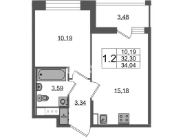 2 ккв (Евро) № 597 Корп.: 4 , Секция 2.1  в ЖК Астра Континенталь
