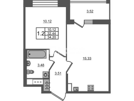 2 ккв (Евро) № 360 Корп.: 4 , Секция 1.4  в ЖК Астра Континенталь