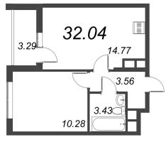 1 ккв № 97 Корп.: 2 , Секция 1  в ЖК Астра Континенталь