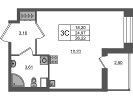 Студия № 1024 Корп.: 4 , Секция 3.2  в ЖК Астра Континенталь