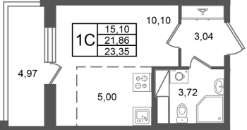 Студия № 212 Корп.: 5.1 , Секция 2.1  в ЖК Астра Континенталь