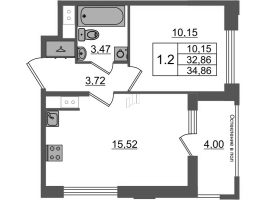 2 ккв (Евро) № 209 Корп.: 3 , Секция 1.2  в ЖК Астра Континенталь