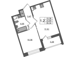 2 ккв (Евро) № 1281 Корп.: 4 , Секция 3.4  в ЖК Астра Континенталь