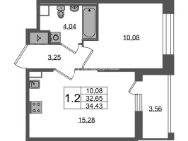 1 ккв № 1273 Корп.: 4 , Секция 3.4  в ЖК Астра Континенталь