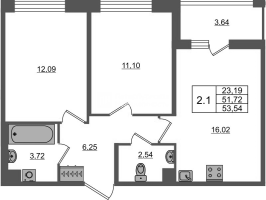 3 ккв (Евро) № 1813 Корп.: 4 , Секция 3.12  в ЖК Астра Континенталь