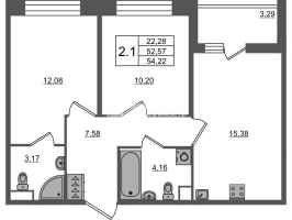 3 ккв (Евро) № 923 Корп.: 4 , Секция 3.1  в ЖК Астра Континенталь