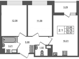 3 ккв (Евро) № 1935 Корп.: 4 , Секция 3.13  в ЖК Астра Континенталь