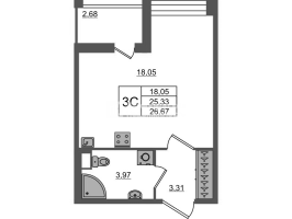 Студия № 929 Корп.: 4 , Секция 3.1  в ЖК Астра Континенталь