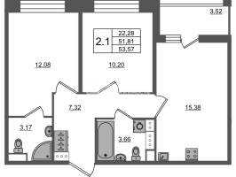 3 ккв (Евро) № 928 Корп.: 4 , Секция 3.1  в ЖК Астра Континенталь