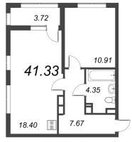 2 ккв (Евро) № 127 Корп.: 2 , Секция 1  в ЖК Астра Континенталь