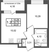 2 ккв (Евро) № 352 Корп.: 5.1 , Секция 2.2  в ЖК Астра Континенталь