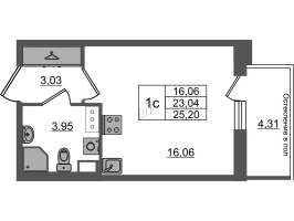 Студия № 351 Корп.: 3 , Секция 2.1  в ЖК Астра Континенталь