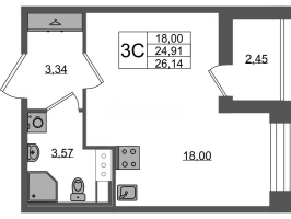 Студия № 875 Корп.: 4 , Секция 2.3  в ЖК Астра Континенталь