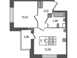 1 ккв № 4 Корп.: 4 , Секция 1.1  в ЖК Астра Континенталь