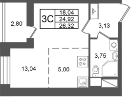 Студия № 184 Корп.: 5.1 , Секция 2.1  в ЖК Астра Континенталь