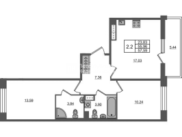 3 ккв (Евро) № 1531 Корп.: 4 , Секция 3.7  в ЖК Астра Континенталь