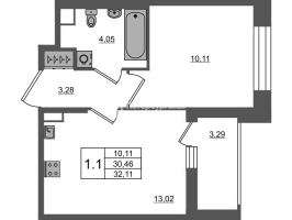 1 ккв № 1147 Корп.: 4 , Секция 3.3  в ЖК Астра Континенталь