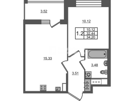 2 ккв (Евро) № 339 Корп.: 4 , Секция 1.4  в ЖК Астра Континенталь