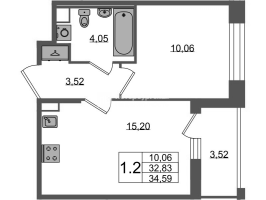 2 ккв (Евро) № 713 Корп.: 4 , Секция 2.2  в ЖК Астра Континенталь