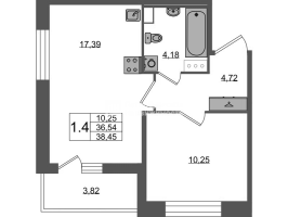 2 ккв (Евро) № 897 Корп.: 4 , Секция 2.3  в ЖК Астра Континенталь