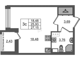 Студия № 371 Корп.: 3 , Секция 2.1  в ЖК Астра Континенталь