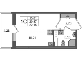 Студия № 742 Корп.: 4 , Секция 2.2  в ЖК Астра Континенталь