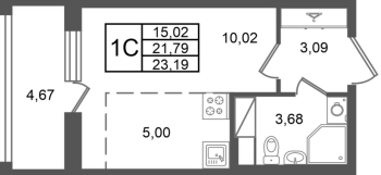 Студия № 188 Корп.: 5.1 , Секция 2.1  в ЖК Астра Континенталь