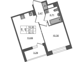 1 ккв № 1404 Корп.: 4 , Секция 3.5  в ЖК Астра Континенталь