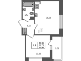 2 ккв (Евро) № 2076 Корп.: 4 , Секция 3.14  в ЖК Астра Континенталь