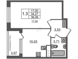 1 ккв № 1085 Корп.: 1 , Секция 2.9  в ЖК Astra Marine на набережной