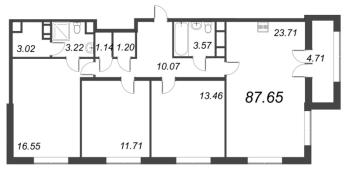 4 ккв (Евро) № 1137 Корп.: 1 , Секция 2.10  в ЖК Astra Marine на набережной