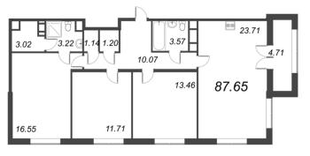 4 ккв (Евро) № 1145 Корп.: 1 , Секция 2.10  в ЖК Astra Marine на набережной